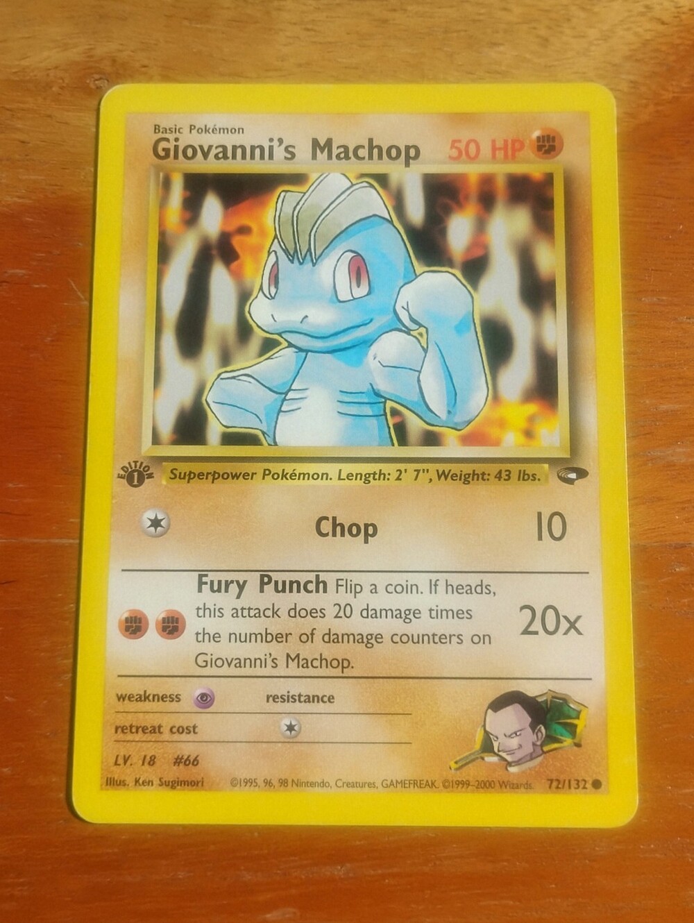 MP WOTC 2000 1st Edition Giovanni's Machop 72/132 Gym Challenge Pokemon Card